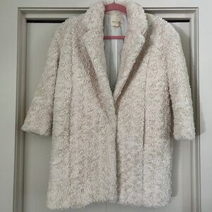 Silence & Noise Ivory Shearling Coat
